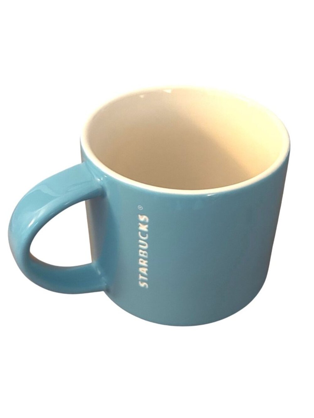 Starbucks 2013 Light Blue 14oz Stackable Ceramic Mug Glossy Finish